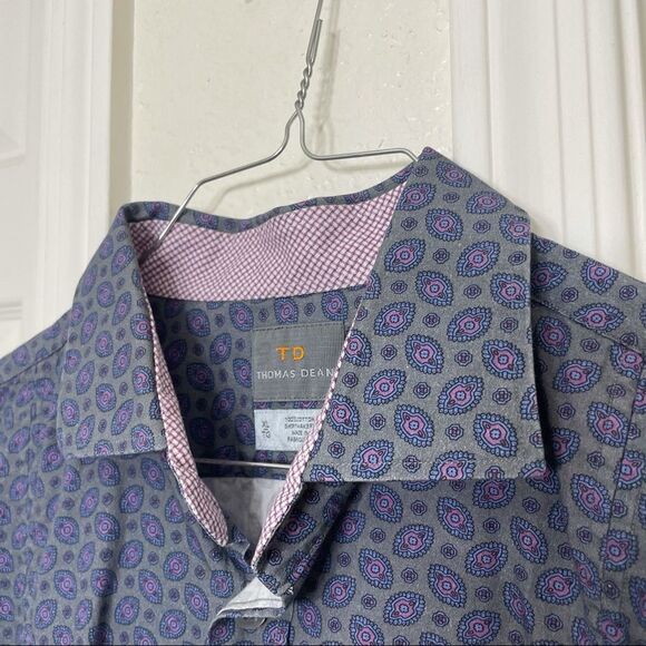 Thomas Dean Button Down Shirt Long sleeve Retro 70’s Funky Pattern size XL - Picture 5 of 12